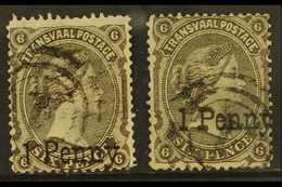 TRANSVAAL 1879 1d On 6d, Surcharged In Black Types 11 & 13, SG 141, 143, Each With Neat No. 1 Target Cancel. (2) For Mor - Non Classificati