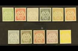 TRANSVAAL ENSCHEDE REPRINTS 1884 Vurtheim Issue, 1d Value In ELEVEN IMPERFORATE SINGLES, Each In A DIFFERENT COLOUR, On  - Ohne Zuordnung