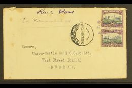 RAIL POST COVER 1933 Cover Addressed To "Union Castle Mail S.S. Co. Ltd." In Durban, Endorsed "Rail Post" And Franked 2d - Ohne Zuordnung