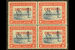 OFFICIAL 1951-2 1d TRANSPOSED OVERPRINTS In A Block Of Four, SG O24a, Top Pair Lightly Hinged, Lower Pair Never Hinged M - Afrique Du Sud-Ouest (1923-1990)