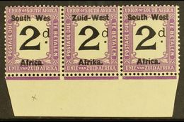 POSTAGE DUES 1923 2d Black And Violet, Marginal Strip Of 3, One Showing Variety "Wes For West", SG D3a, Very Fine NHM. F - África Del Sudoeste (1923-1990)