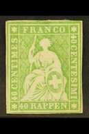 1858 40r Green, Bright Green Silk Thread, SG 51, Fine Mint Og. Cat £500 For More Images, Please Visit Http://www.sandafa - Other & Unclassified