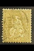 1862-4 1f Bronze-gold, Perf.11½, Impressed Watermark, Zumstein 36a, SG 60, Very Fine Used. For More Images, Please Visit - Sonstige & Ohne Zuordnung