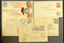 1897-1920 COVERS. A Small Cover Group, Inc 1897 Cover & Cover Front To France, 1905 & 1920 Covers To USA And 1913 Uprate - Trinidad Y Tobago