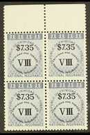 REVENUES NATIONAL INSURANCE 1990 $7.35 Class VIII Error In Dark Blue, Barefoot 14, Never Hinged Mint BLOCK OF 4. For Mor - Trindad & Tobago (...-1961)