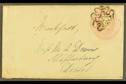 1844 (3 May) 1d Pink Postal Stationery Envelope Used With Maltese Cross Postmark With Number "5", Plus Transit Cds On Re - Sonstige & Ohne Zuordnung