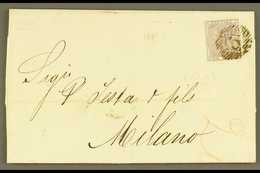1861 (13 Mar) Pretty EL From London To Italy 6d Lilac (SG 70, Cat £240 On Cover) Tied Neat Numeral Pmk, Various Datestam - Other & Unclassified