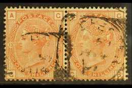 1880-3 1s Orange-brown Pl.13, Wmk Crown, SG 163, Used Horizontal PAIR. Scarce Multiple, Cat £340. For More Images, Pleas - Sonstige & Ohne Zuordnung