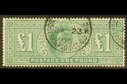 1902 - 10 £1 Dull Blue-green De La Rue, SG 266, Used With Fully- Dated Cds, Minor Faults At Top Left, Otherwise A Very H - Ohne Zuordnung