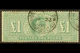 1902 - 10 £1 Dull Blue-green De La Rue, SG 266, Used With Fully- Dated Cds, Minor Faults At Top Left, Otherwise A Very H - Sin Clasificación