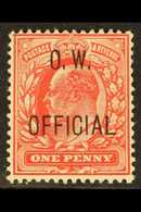 OFFICIAL OFFICE OF WORKS 1902-3 1d Scarlet "O.W. OFFICIAL" Overprint, SG O37, Very Fine Mint, Expertisation Mark On Reve - Sin Clasificación