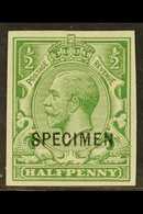 1912-24 ½d Green IMPERF With "SPECIMEN" Type 26 Overprint, SG Spec N14u, Fine Never Hinged Mint, Very Fresh. For More Im - Unclassified
