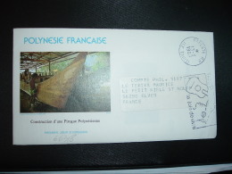 LETTRE Illustrée CONSTRUCTION D'UNE PIROGUE POLYNESIENNE OBL.MEC.13-3-1987 PAPEETE RP ILE TAHITI - Briefe U. Dokumente