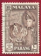 Pahang 1957 10c Sepia Tiger Used - Pahang