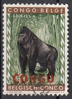 Congo 1960 Sc. 345 Gorilla Viaggiato Used Overprint - Gorilas