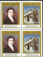 J) 1999 CUBA-CARIBE, BICENTENNIAL OF THE VISIT OF SIMON BOLIVAR, BLOCK OF 4 MNH - Brieven En Documenten