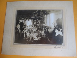 Grde Photographie Montée Sur Carton/Groupe D'enfants & Encadrement/Arbre De Noël/Pub La Chinoise/Vers 1930-40   PHOTN343 - Guerre, Militaire
