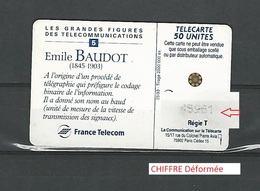 VARIÉTÉS FRANCE TÉLÉCARTE 05  / 93  EMILE BAUDOT   50 U  SC5  F366  UTILISÉE - Fehldrucke