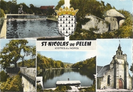 CPSM St-Nicolas-du-Pélem Vues Multiples Blason - Saint-Nicolas-du-Pélem