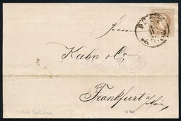 1867 15kr Leroeviditett Levelen 'PEST DEL UTAN' - 'WIEN' - 'FRANKFURT A.M.' - Other & Unclassified