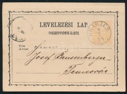 1874 Dijjegyes Levelez?lap / PS-card 'GRABACZ TORONTAL M.' (Gudlin Ebben A Formaban Nem Emliti, Csak TORONTAL M. Nelkuel - Otros & Sin Clasificación