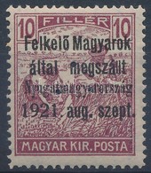 * Nyugat-Magyarorszag II. 1921 Arato 10f Harmaslyukasztassal (10.000) Signed: Bodor - Andere & Zonder Classificatie