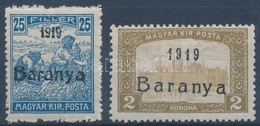 * Baranya I. 1919 Arato 25f Es Parlament 2K Antikva Szamokkal, Garancia Nelkuel (**16.800) - Altri & Non Classificati