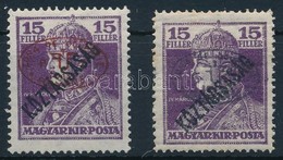 ** Debrecen I. 1919 2 Db Karoly/Koeztarsasag 15f Piros Es Fekete Feluelnyomassal, Garancia Nelkuel (**64.000) - Otros & Sin Clasificación