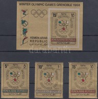 ** 1967 Teli Olimpia, Grenoble Sor Mi 613-615 + Blokk 60 B - Sonstige & Ohne Zuordnung