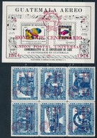 ** 1974 100 Eves Az UPU Sor Piros Feluelnyomassal Hatos Toembben Mi 979-984b + Piros Feluelnyomassal Blokk Mi 16b - Otros & Sin Clasificación