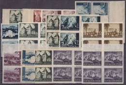 ** 1941-1944 Vagott Belyegek Es Kueloenlegessegek 14 Db Klf Negyestoemb / Imperforate Stamps And Errors, 14 Different Bl - Sonstige & Ohne Zuordnung