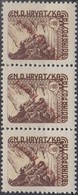 ** 1945 Katonai Posta Belyeg Harmascsik Piros 'FELDPOST' Feluelnyomassal / Field Post Stamp With Red Overprint, Stripe O - Autres & Non Classés