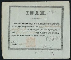 1851 Penzkezelesi Nyomtatvany - Other & Unclassified