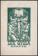 Diveky Jozsef (1887-1951): Ex Libris Lux Gyula. Fametszet, Papir, Jelzett A Ducon, 12x7 Cm - Autres & Non Classés