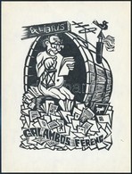 Karancsi Sandor: Ex Libris Galambos Ferenc. Fametszet, Papir, Jelzett A Metszeten, 14,5x11 Cm - Otros & Sin Clasificación
