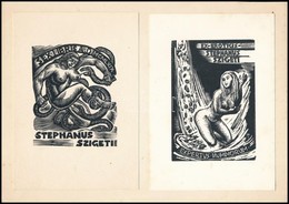 Sterbenz Karoly (1901-1993) Es Menyhart Jozsef (1901-1976): Erotikus Ex Libris ( 2 Db), Fametszet, Papir, Jelzett A Mets - Otros & Sin Clasificación