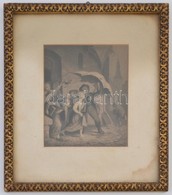 Cca 1840 Gyermekek A Viharban. Rezmetszet Jelzes Nelkuel, Uevegezett Keretben. Keret Meret: 28x24 Cm - Prints & Engravings
