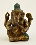 Ganesa, Festett Bronz Szobor, Kopasokkal, M: 12,5 Cm - Otros & Sin Clasificación