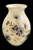 Zsolnay Porcelan Buzavirag  Mintas Vaza, Kezzel Festett, Jelzett, Hibatlan, M: 13 Cm - Altri & Non Classificati