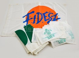 Fidesz Es MDF Vaszon Partzaszlok, 4 Db Nagymeret?, 15 Db Kicsi, 90x150 Es 16x27 Cm Koezti Meretben - Autres & Non Classés