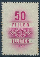 1957 Illetekbelyeg 50f Kossuth Cimerrel, Ritka! (350.000) - Sin Clasificación