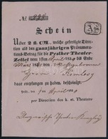 1834 A Pester Theater Zettel Szinhazi Ujsag Eves El?fizeteset Igazolo Elismerveny. - Unclassified