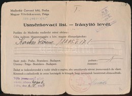 1945 A Magyar Voeroeskereszt Iranyito Levele Magyar Szemely Reszere, Magyar Es Cseh Nyelven - Unclassified