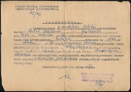 1945 A Magyar Kiralyi Allamvasutak Szombathelyi Uezletvezet?segenek Igazolasa Madefalvi Geplakatos Reszere - Unclassified