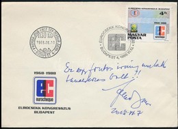 1988 Eurocsekk Kongresszus FDC Rajta Fekete Janos MNB Alelnoek Sajat Kez? Sorai Es Alairasa - Sonstige & Ohne Zuordnung