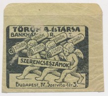 Cca 1910 Bp., V. Toeroek Es Tarsa Bankhaz. Sorsjatekhoz Szerencseszamok Tartasara Szolgalo Boritek - Werbung