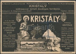 Cca 1920-1930 Kristaly Asvanyvizes Reklamlap - Reclame