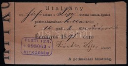 1898 Uel?hely-utalvany A Sip Utcai Iskola Imahazaba Fischer Lajos Reszere - Sonstige & Ohne Zuordnung