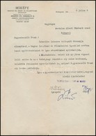 1948 Magyar Izraelita Kezm?- Es Foeldm?velesi Egyesuelet (MIKEFE) Levele Bertalan Albert F?mernoeknek, Pecsettel, Az Egy - Altri & Non Classificati