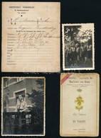 Cca 1930-1944 Vegyes Cserkesz Tetel, Fotok, Okmanyok, 5 Db - Scoutisme